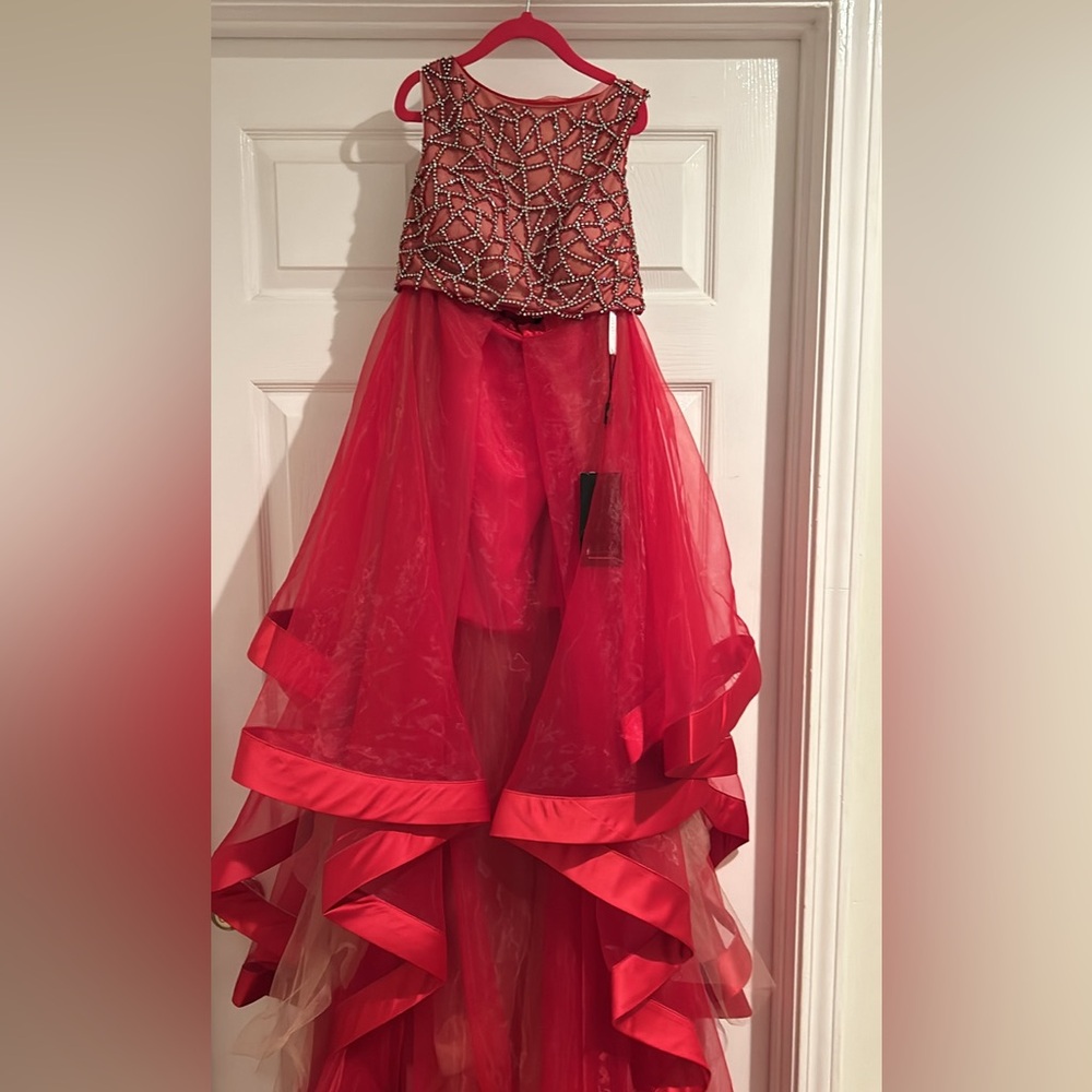 Red Terani Couture HighLow Gown Size 0